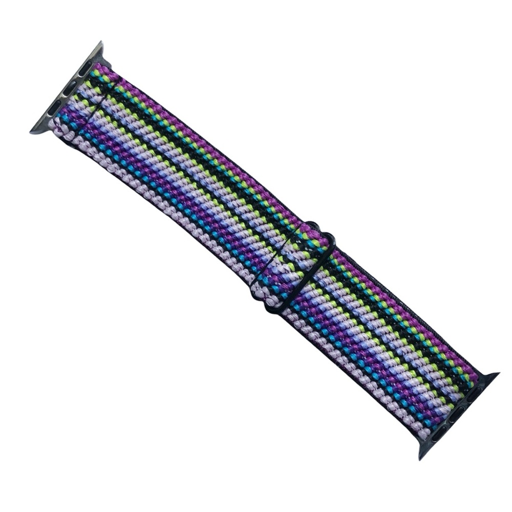 Elastic Loop Band Apple Watch 44/45mm Adjustable Purple Stripes Stretchy